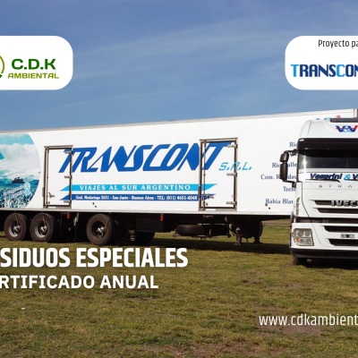 Certificado de Residuos Especiales para Transcont